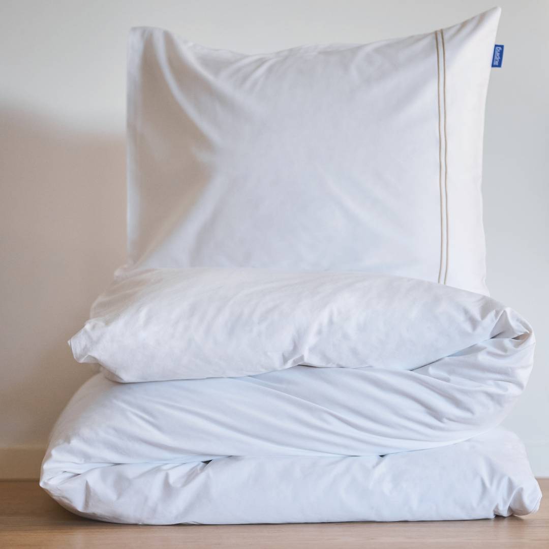 Auping Beige Lines Satin dekbedovertrek