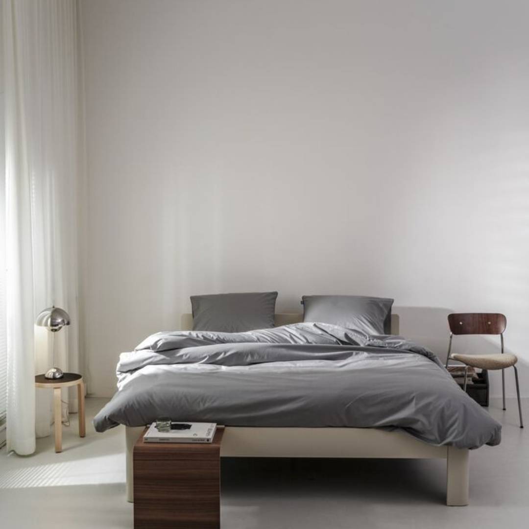 Auping Pearl Grey percale dekbedovertrek