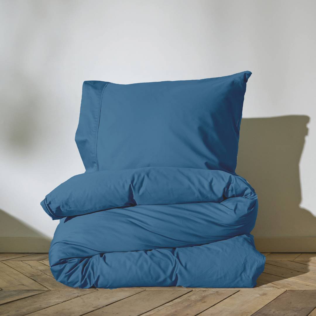 Auping Navy Blue Satin dekbedovertrek