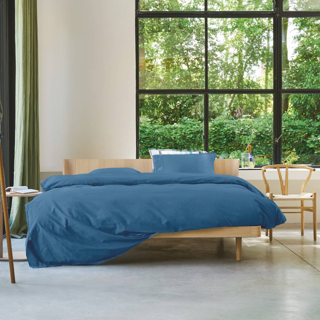 Auping Navy Blue Satin dekbedovertrek