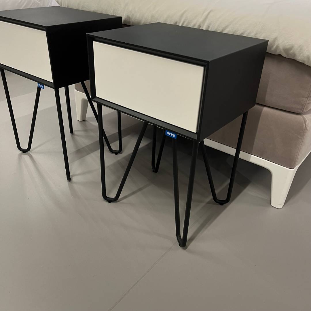 Showmodel Auping Pixel nachtkastjes - Deep Black & Pure White - set van 2