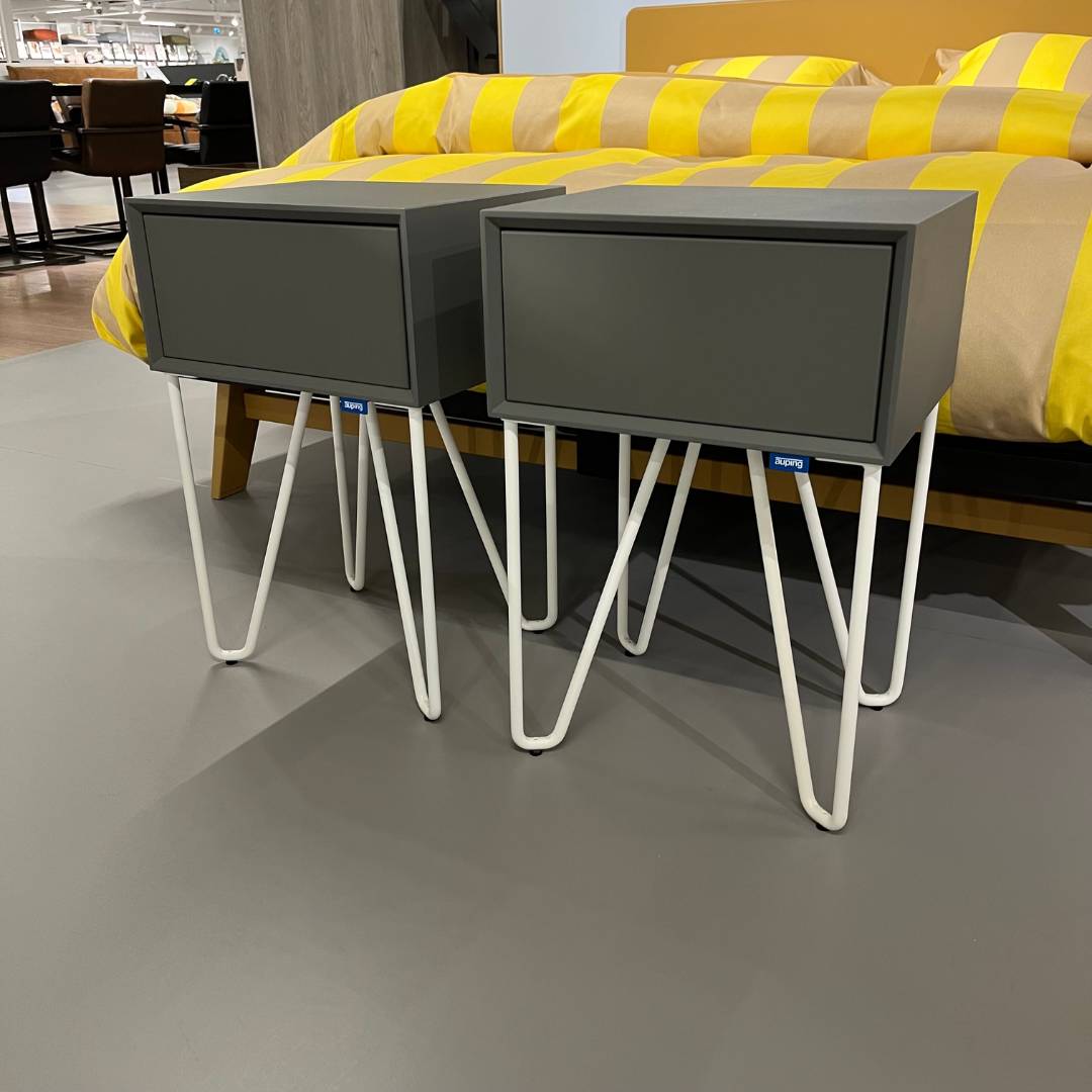 Showmodel Auping Pixel nachtkastjes - Warm Grey & Pure White - set van 2