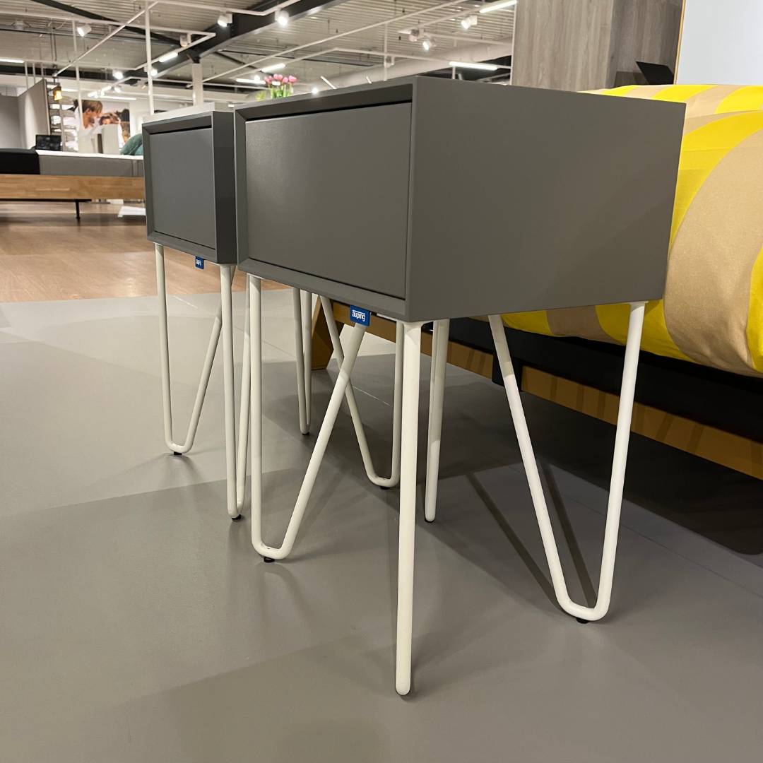 Showmodel Auping Pixel nachtkastjes - Warm Grey & Pure White - set van 2