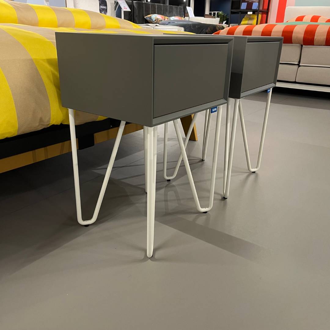 Showmodel Auping Pixel nachtkastjes - Warm Grey & Pure White - set van 2