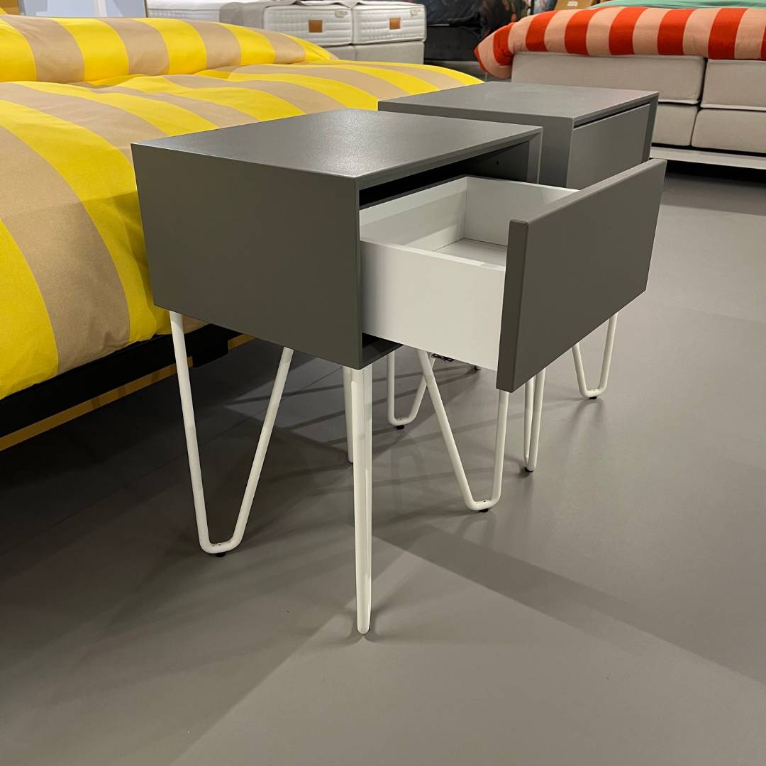 Showmodel Auping Pixel nachtkastjes - Warm Grey & Pure White - set van 2