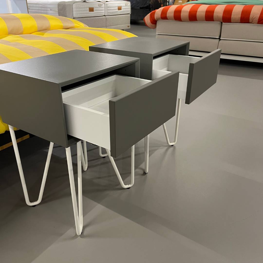 Showmodel Auping Pixel nachtkastjes - Warm Grey & Pure White - set van 2