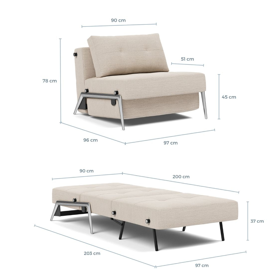 Showmodel Innovation Living Cubed Alu slaapstoel 90 x 200 cm