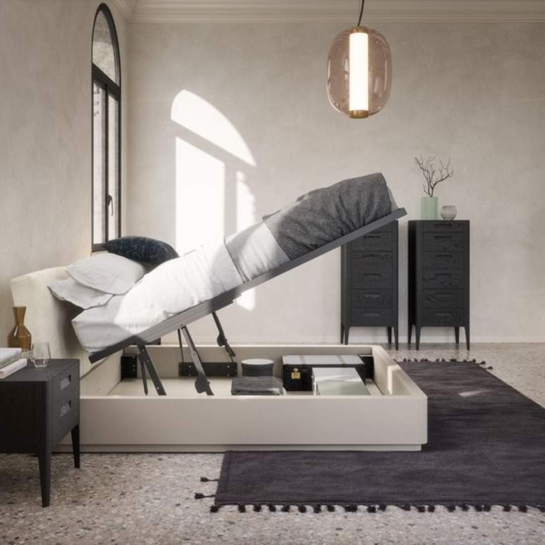 Novamobili Gestoffeerd bed Midnight met opbergruimte